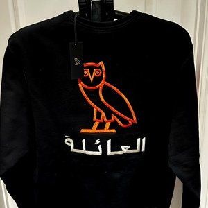 NWT OVO Arabic Script "Family" Crew Neck Sweatshirt w/ Embroidered Logo - DRAKE